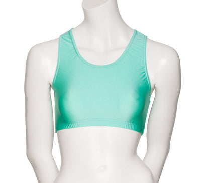 KCTN-5 Women's Shiny Nylon Lycra Racer Back Dance Fitness Gym Crop Top