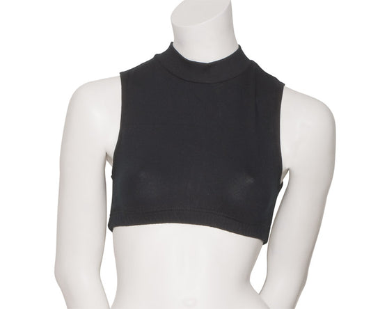 KCTC-7 All Sizes Black Cotton High Neck Dance Fitness Gym Crop Top