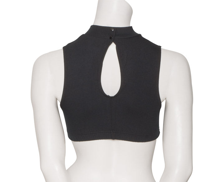 KCTC-7 All Sizes Black Cotton High Neck Dance Fitness Gym Crop Top