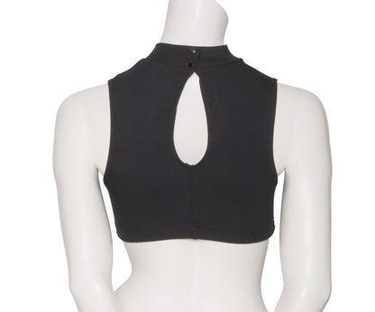 KCTC-7 All Sizes Black Cotton High Neck Dance Fitness Gym Crop Top