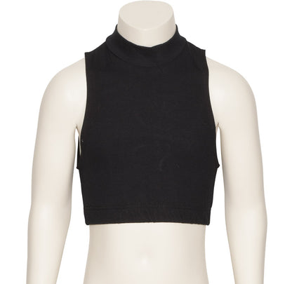 KCTC-7 All Sizes Black Cotton High Neck Dance Fitness Gym Crop Top