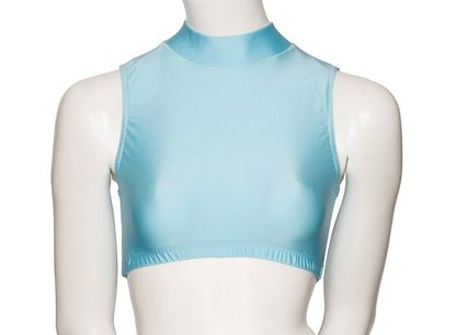 KCTN-7 Women's Shiny Nylon Lycra High Neck Dance Fitness Gym Crop Top