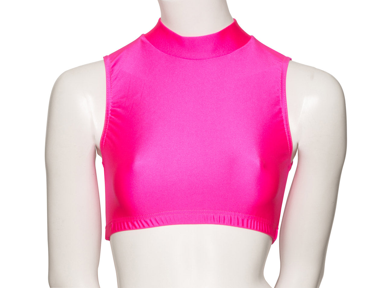 KCTN-7 Girls Shiny Nylon Lycra High Neck Dance Fitness Gym Crop Top