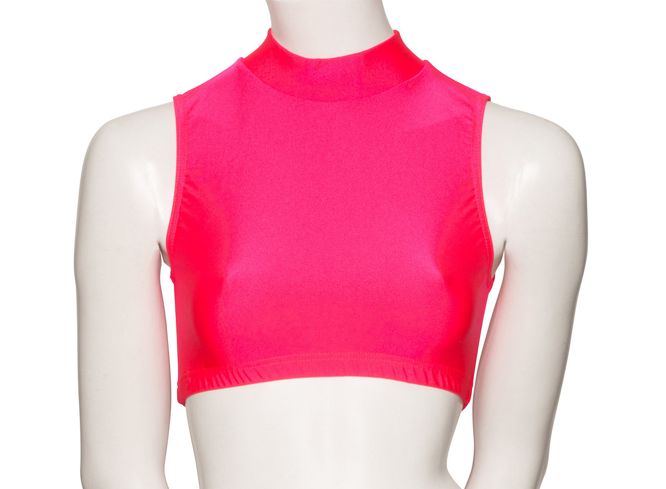 KCTN-7 Girls Shiny Nylon Lycra High Neck Dance Fitness Gym Crop Top