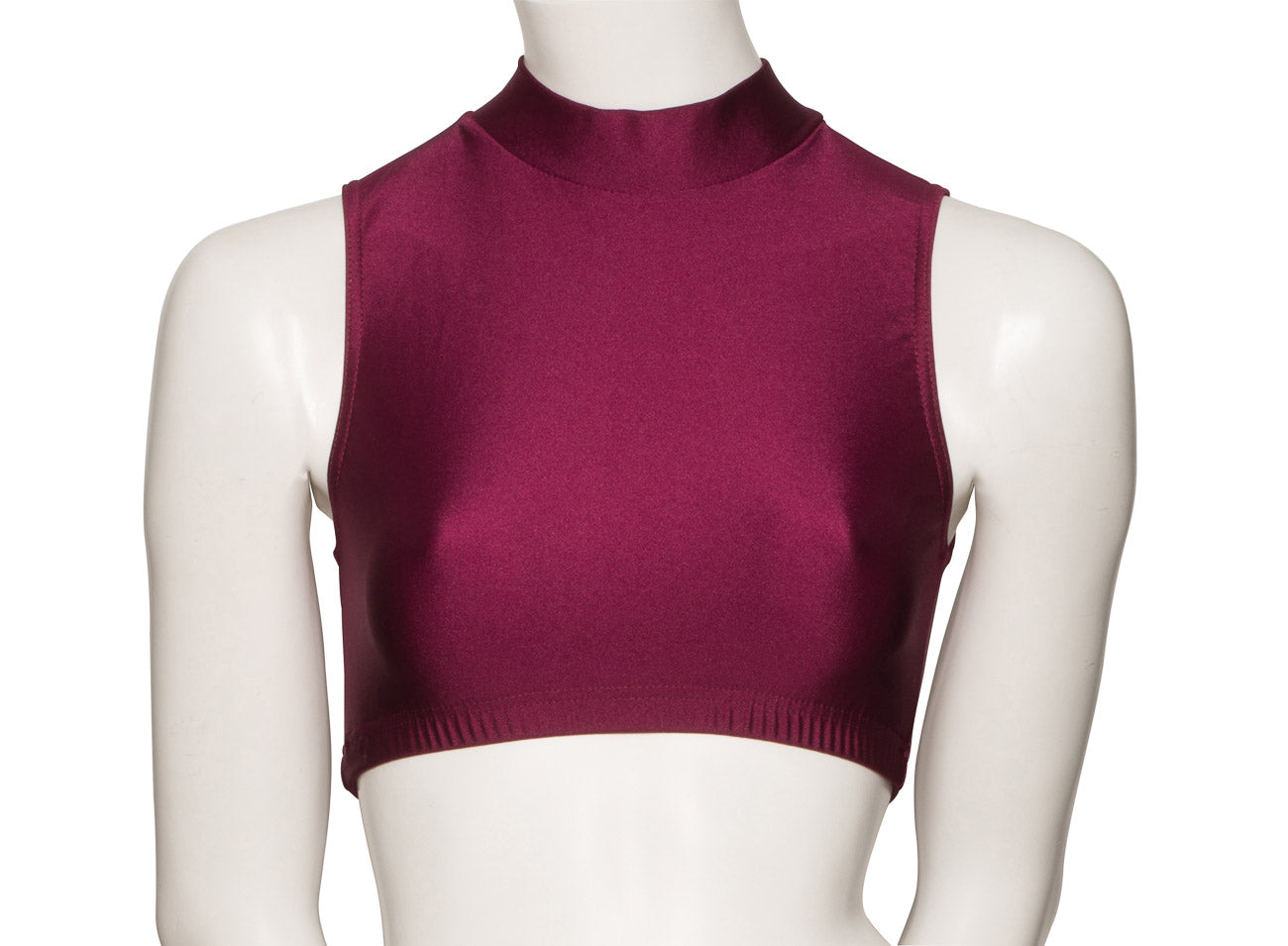KCTN-7 Women's Shiny Nylon Lycra High Neck Dance Fitness Gym Crop Top