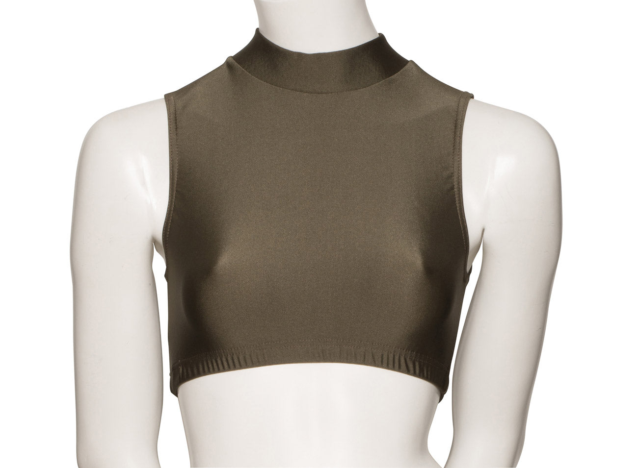 KCTN-7 Girls Shiny Nylon Lycra High Neck Dance Fitness Gym Crop Top