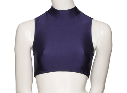 KCTN-7 Women's Shiny Nylon Lycra High Neck Dance Fitness Gym Crop Top