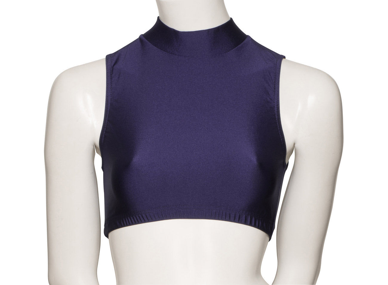 KCTN-7 Girls Shiny Nylon Lycra High Neck Dance Fitness Gym Crop Top