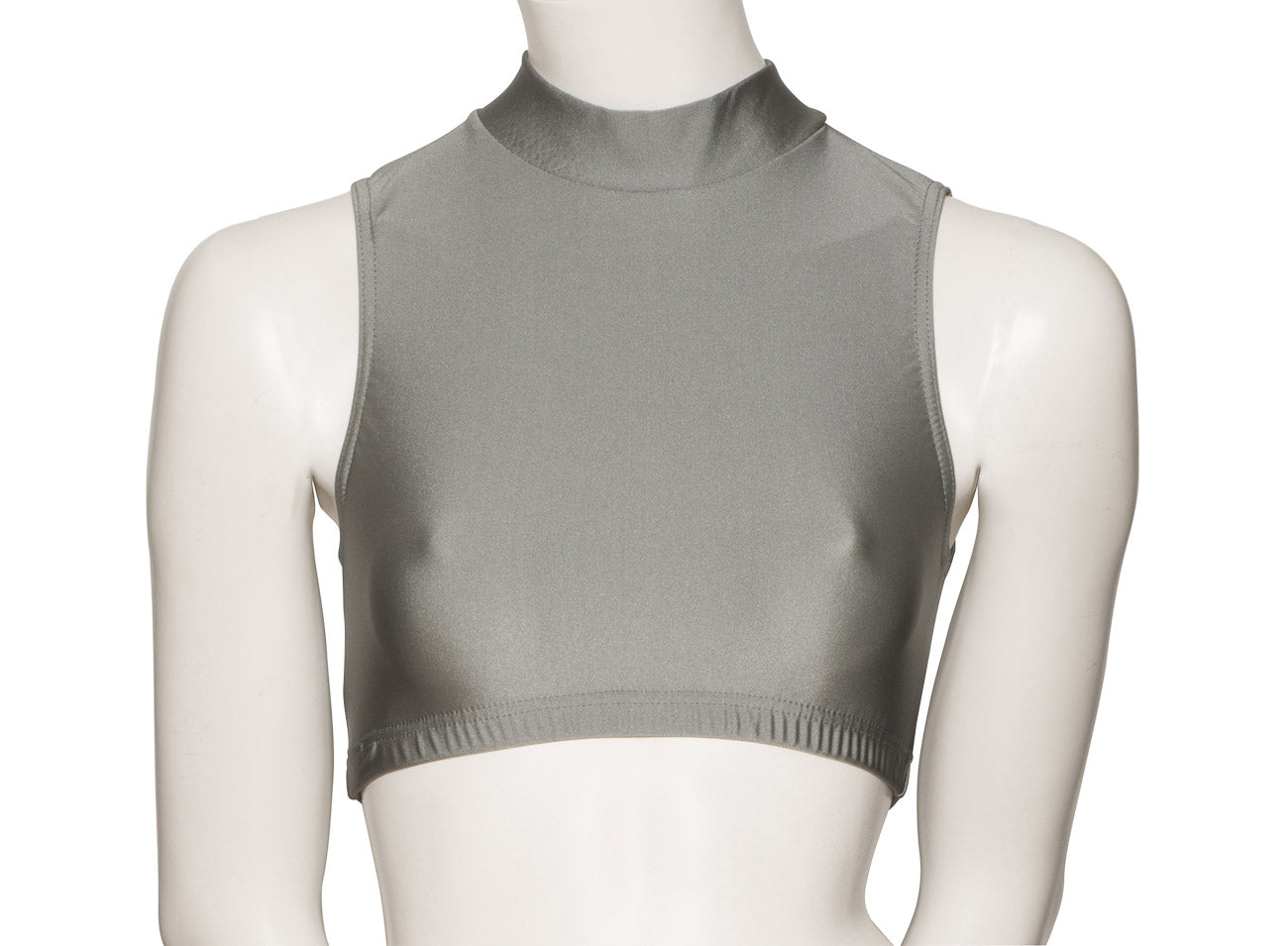 KCTN-7 Women's Shiny Nylon Lycra High Neck Dance Fitness Gym Crop Top