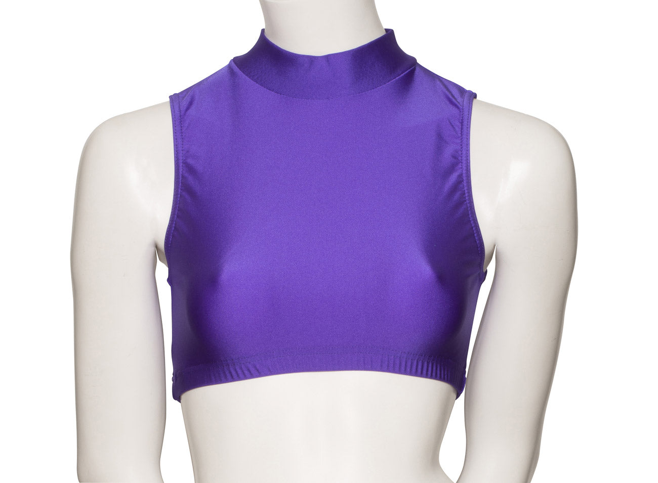 KCTN-7 Women's Shiny Nylon Lycra High Neck Dance Fitness Gym Crop Top