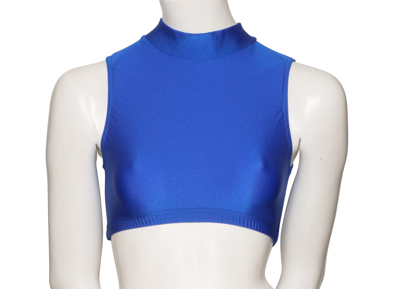 KCTN-7 Women's Shiny Nylon Lycra High Neck Dance Fitness Gym Crop Top