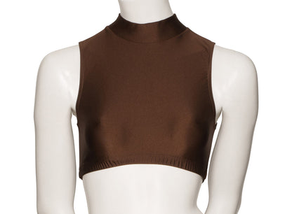 KCTN-7 Women's Shiny Nylon Lycra High Neck Dance Fitness Gym Crop Top