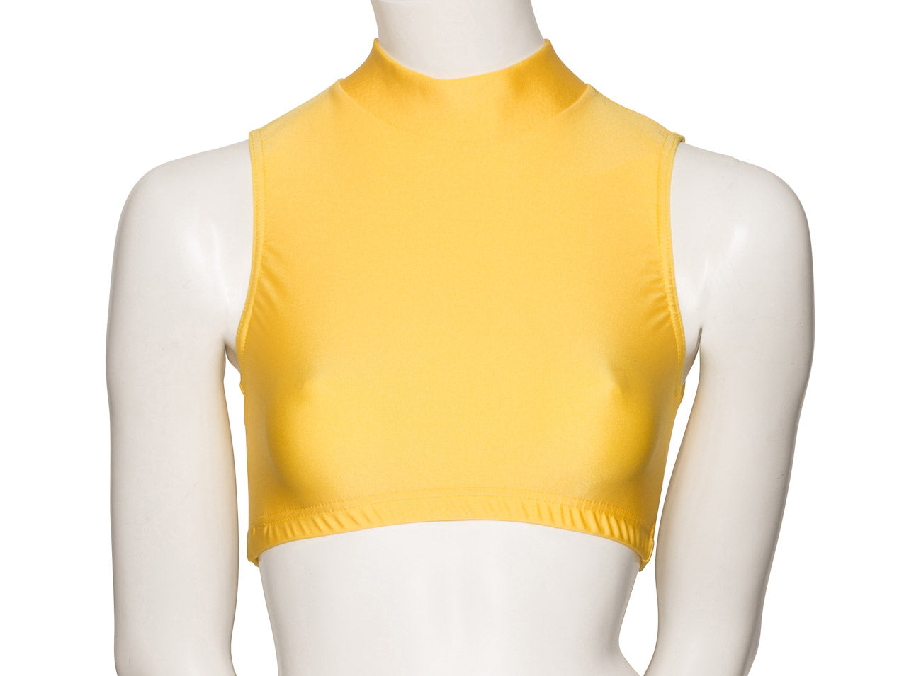 KCTN-7 Women's Shiny Nylon Lycra High Neck Dance Fitness Gym Crop Top