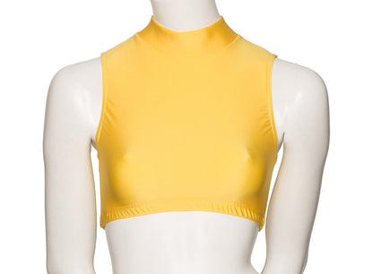 KCTN-7 Women's Shiny Nylon Lycra High Neck Dance Fitness Gym Crop Top