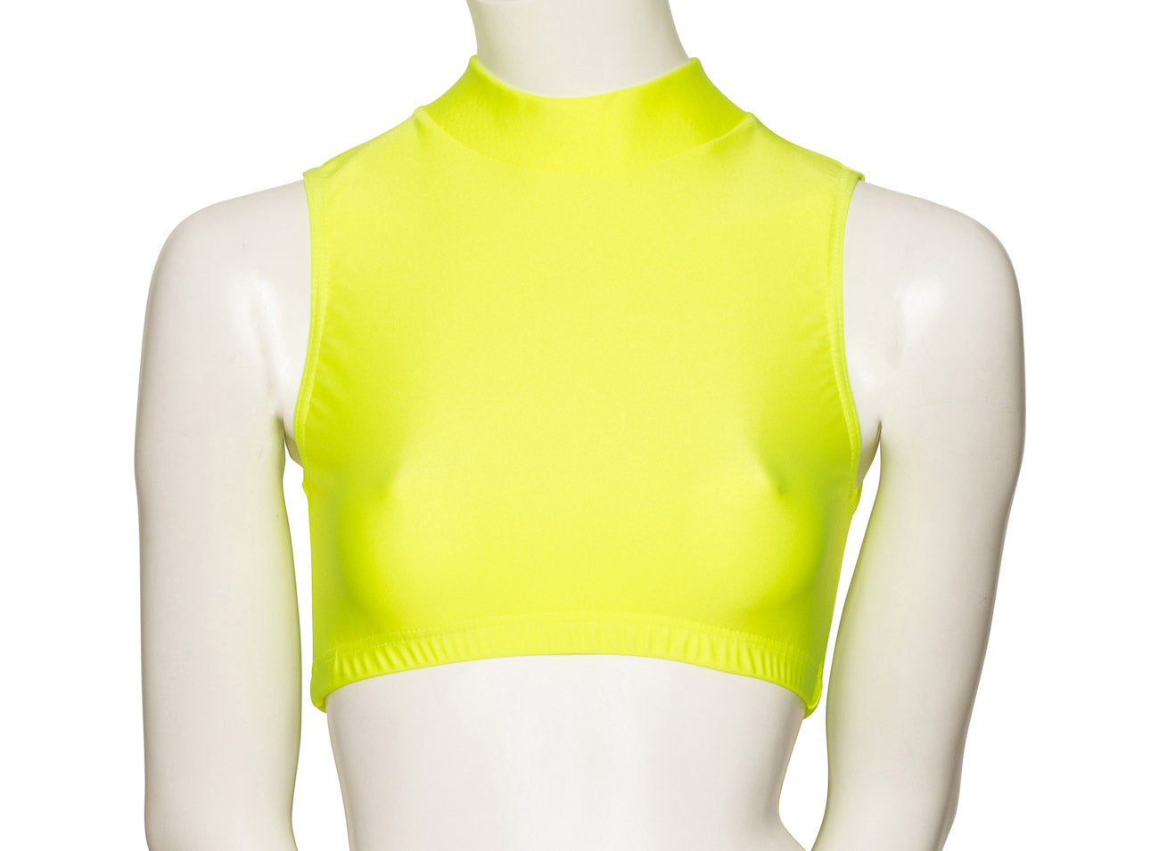 KCTN-7 Women's Shiny Nylon Lycra High Neck Dance Fitness Gym Crop Top