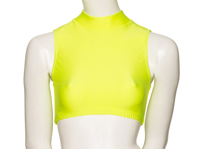 KCTN-7 Women's Shiny Nylon Lycra High Neck Dance Fitness Gym Crop Top