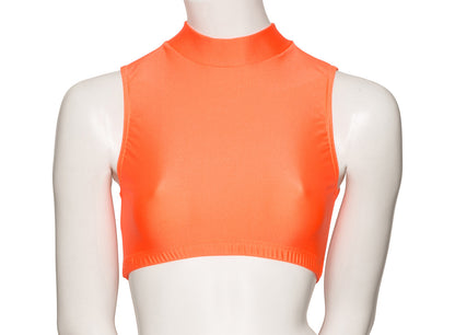 KCTN-7 Women's Shiny Nylon Lycra High Neck Dance Fitness Gym Crop Top