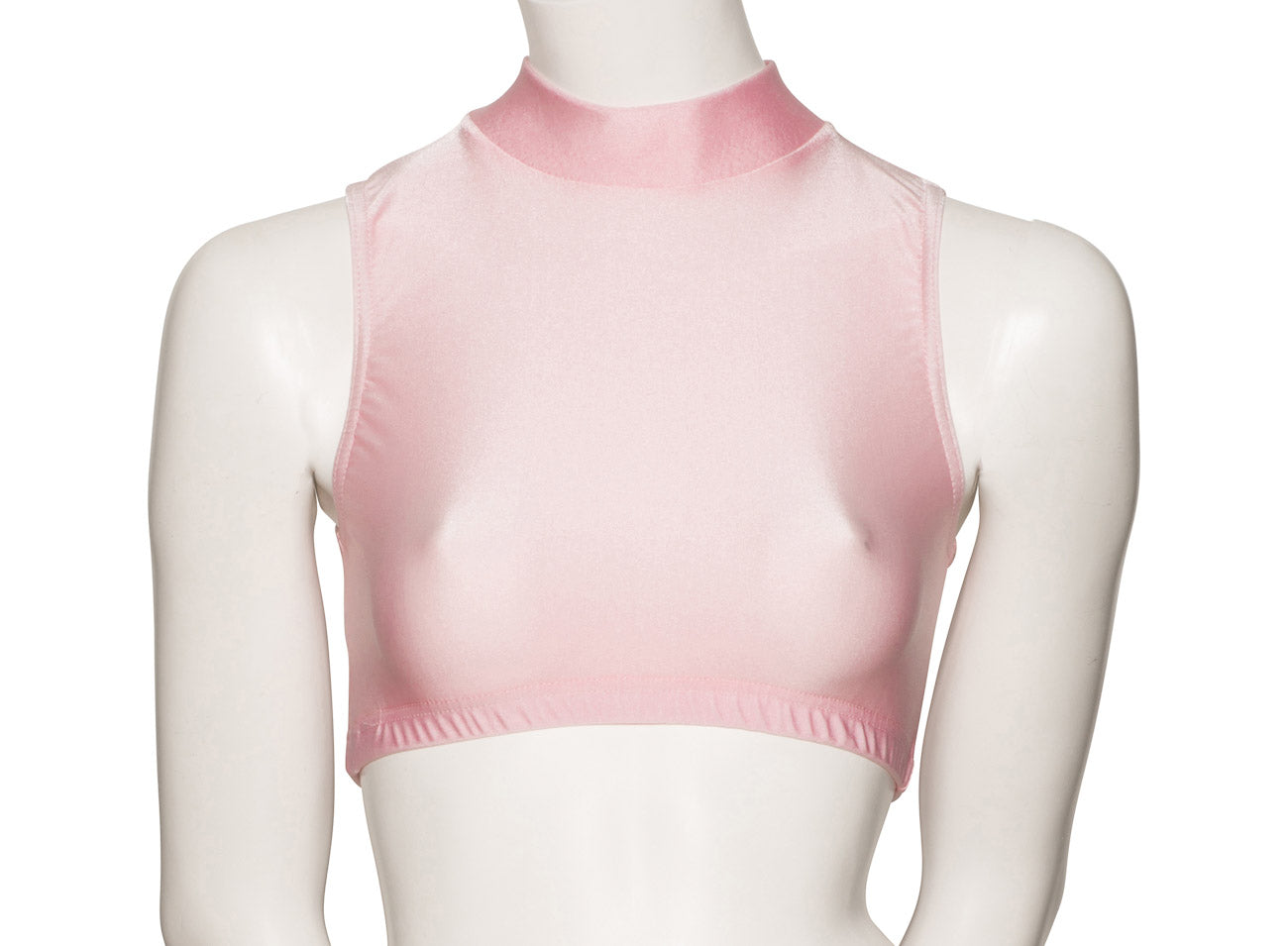 KCTN-7 Girls Shiny Nylon Lycra High Neck Dance Fitness Gym Crop Top