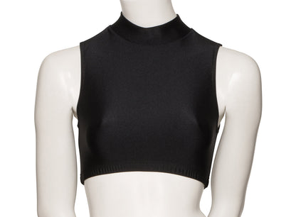 KCTN-7 Women's Shiny Nylon Lycra High Neck Dance Fitness Gym Crop Top