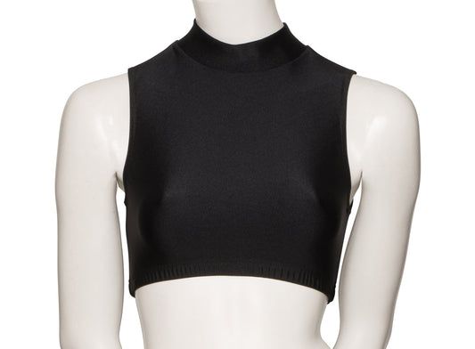 KCTN-7 Women's Shiny Nylon Lycra High Neck Dance Fitness Gym Crop Top