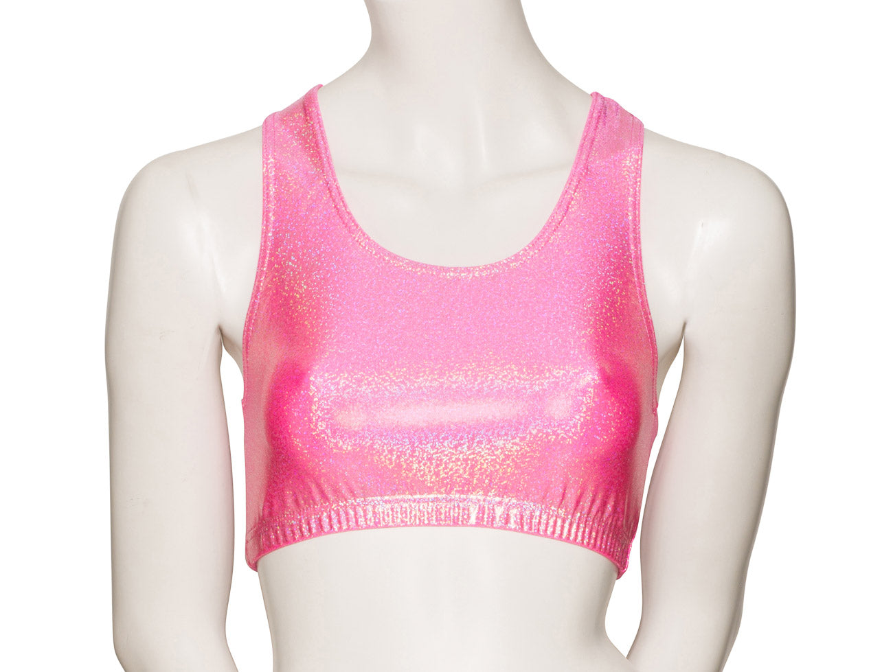 KCTH-5 All Colours and Sizes Sparkly Hologram Racer Back Dance Fitness Gym Crop Top