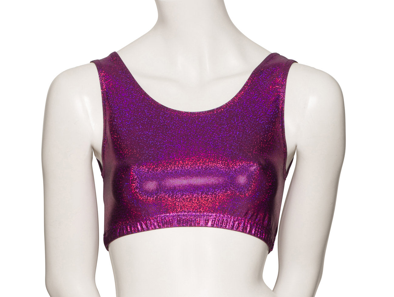 KCTH-6 All Colours and Sizes Sparkly Hologram Tank Back Dance Fitness Gym Crop Top