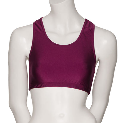 KCTN-5 Women's Shiny Nylon Lycra Racer Back Dance Fitness Gym Crop Top
