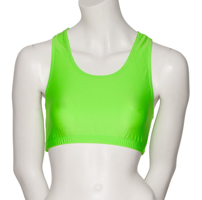 KCTN-5 Women's Shiny Nylon Lycra Racer Back Dance Fitness Gym Crop Top