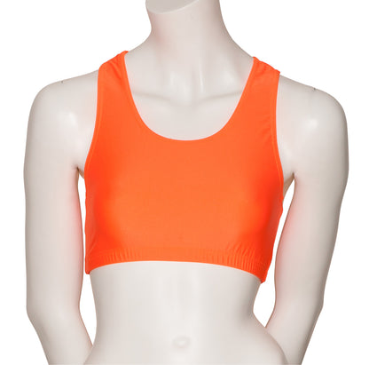 KCTN-5 Women's Shiny Nylon Lycra Racer Back Dance Fitness Gym Crop Top