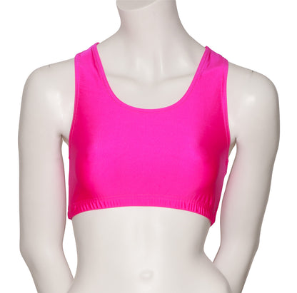 KCTN-5 Women's Shiny Nylon Lycra Racer Back Dance Fitness Gym Crop Top