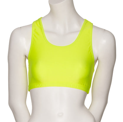 KCTN-5 Women's Shiny Nylon Lycra Racer Back Dance Fitness Gym Crop Top