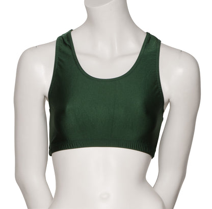 KCTN-5 Women's Shiny Nylon Lycra Racer Back Dance Fitness Gym Crop Top