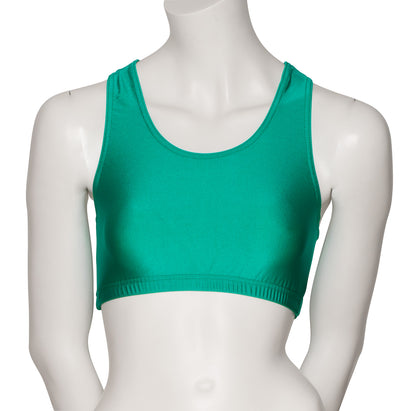 KCTN-5 Women's Shiny Nylon Lycra Racer Back Dance Fitness Gym Crop Top