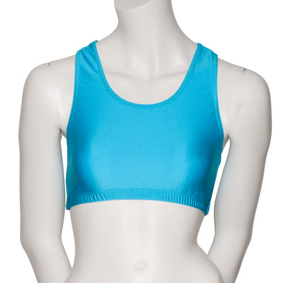 KCTN-5 Women's Shiny Nylon Lycra Racer Back Dance Fitness Gym Crop Top