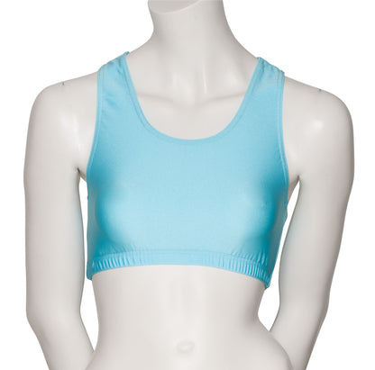 KCTN-5 Women's Shiny Nylon Lycra Racer Back Dance Fitness Gym Crop Top