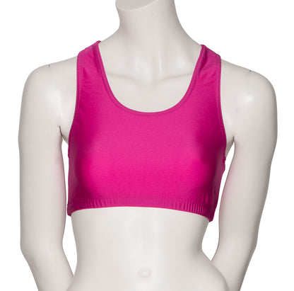 KCTN-5 Women's Shiny Nylon Lycra Racer Back Dance Fitness Gym Crop Top