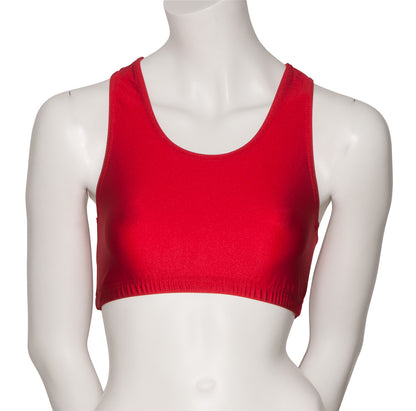 KCTN-5 Women's Shiny Nylon Lycra Racer Back Dance Fitness Gym Crop Top