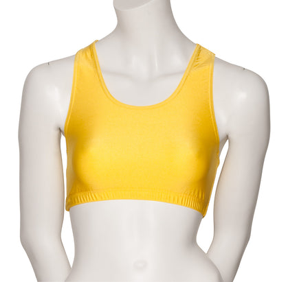 KCTN-5 Women's Shiny Nylon Lycra Racer Back Dance Fitness Gym Crop Top