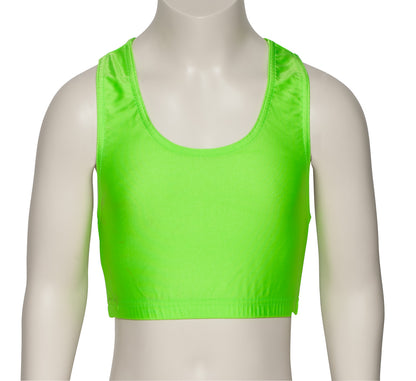 KCTN-5 Girls Shiny Nylon Lycra Racer Back Dance Fitness Gym Crop Top