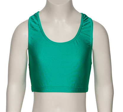 KCTN-5 Girls Shiny Nylon Lycra Racer Back Dance Fitness Gym Crop Top