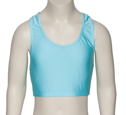 KCTN-5 Girls Shiny Nylon Lycra Racer Back Dance Fitness Gym Crop Top