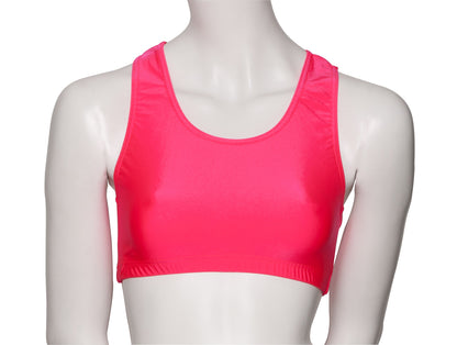 KCTN-5 Women's Shiny Nylon Lycra Racer Back Dance Fitness Gym Crop Top