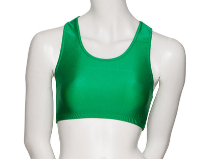 KCTN-5 Women's Shiny Nylon Lycra Racer Back Dance Fitness Gym Crop Top
