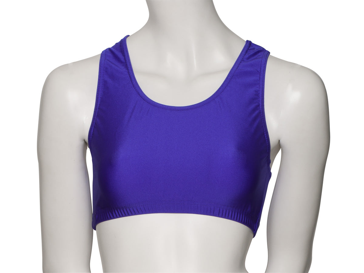KCTN-5 Women's Shiny Nylon Lycra Racer Back Dance Fitness Gym Crop Top
