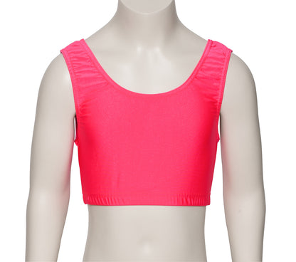 KCTN-6 Girls Shiny Nylon Lycra Tank Back Dance Fitness Gym Crop Top