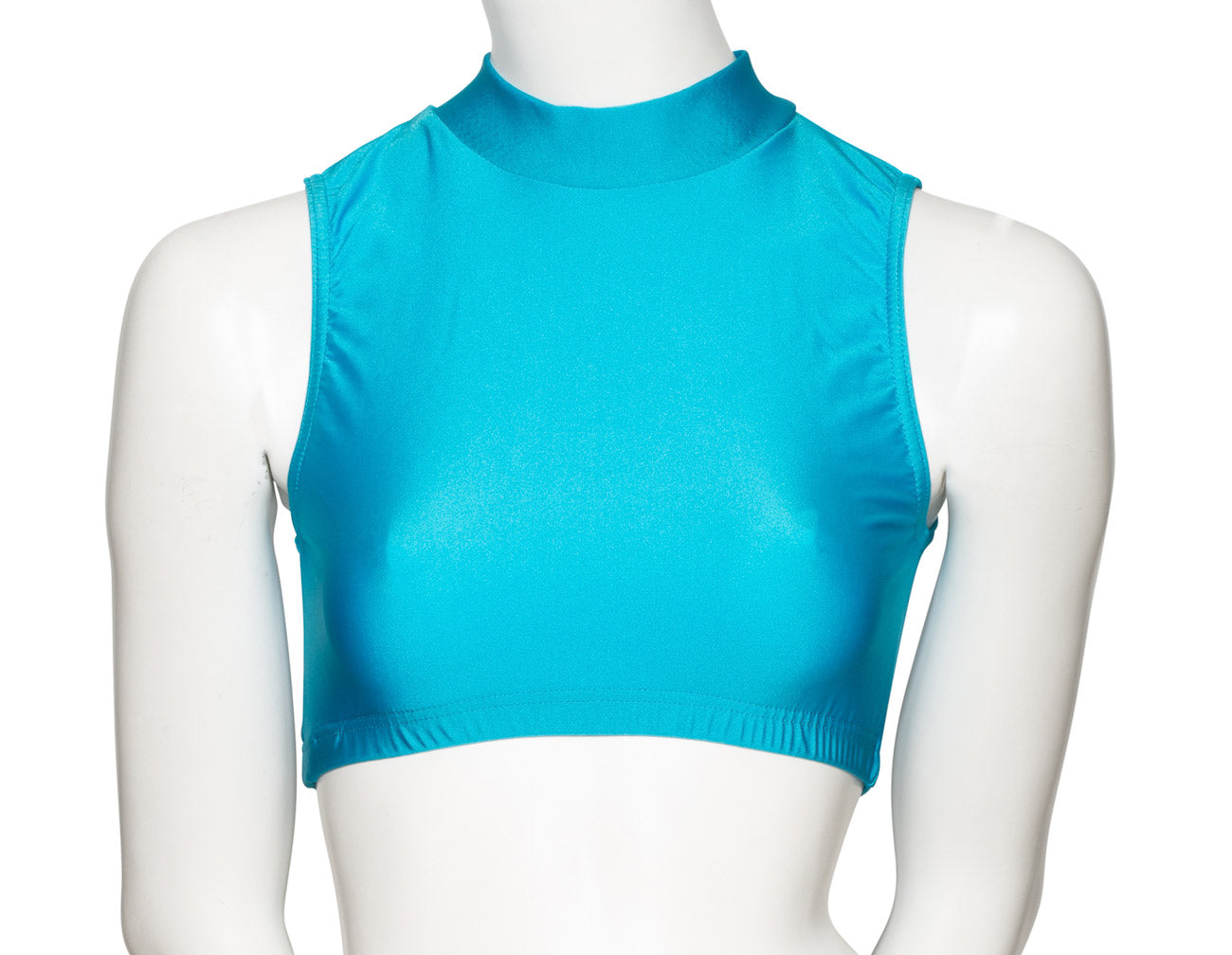 KCTN-7 Girls Shiny Nylon Lycra High Neck Dance Fitness Gym Crop Top