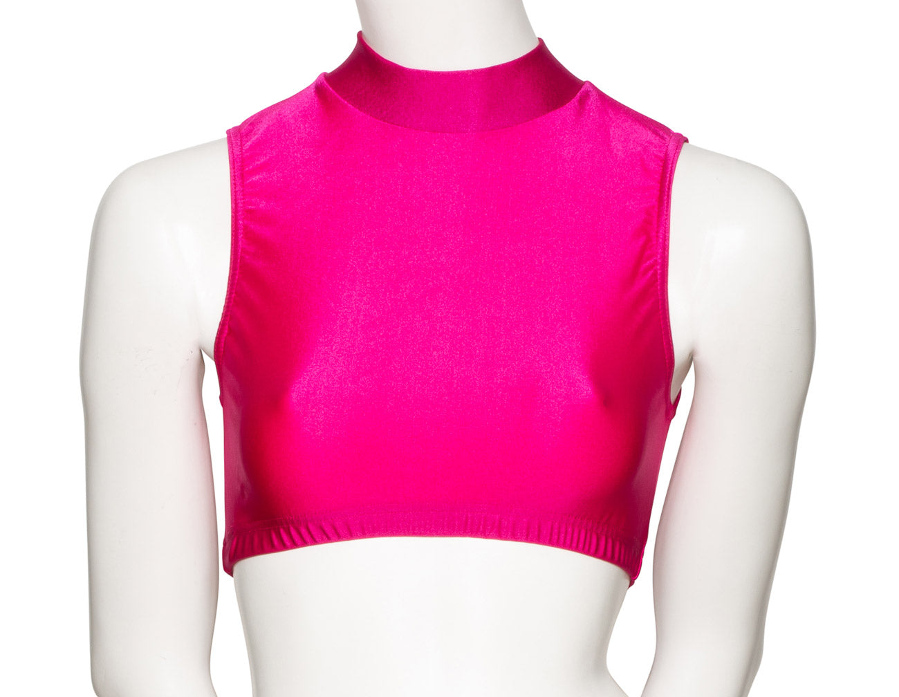 KCTN-7 Women's Shiny Nylon Lycra High Neck Dance Fitness Gym Crop Top