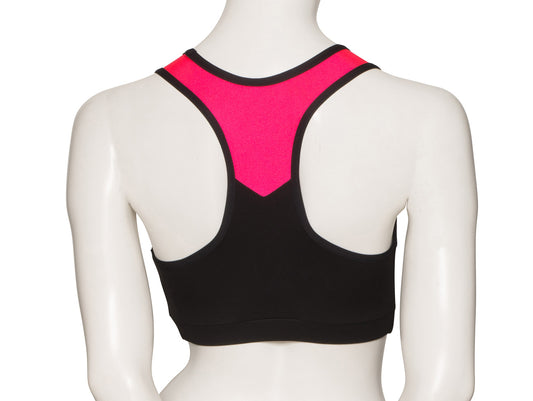 KCTTN-5 Girls Black Tactel Racer Back Dance Crop Top With Coloured Nylon Straps