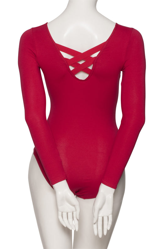 KDC005 All Colours Cotton Long Sleeve Back Detail Ballet Dance Leotard