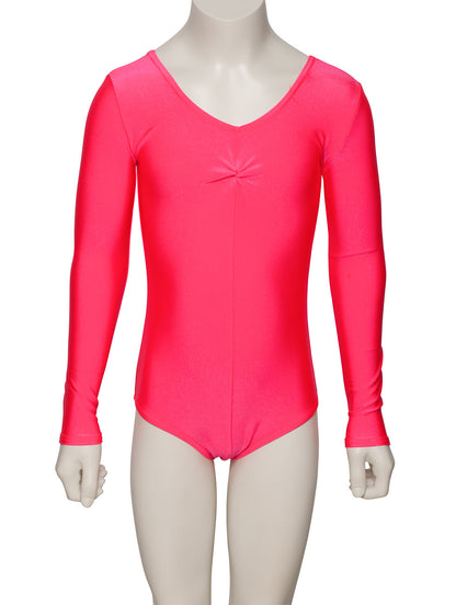 KDC009 Girls All Colours Nylon Lycra Long Sleeve Ruched Dance Gymnastics Leotard